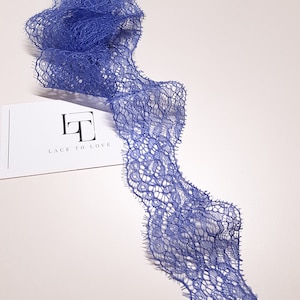 Bordure en dentelle bleue/violette, dentelle française, dentelle de Chantilly, dentelle au point mousse, dentelle pour robe de soirée, dentelle de lingerie JM46664