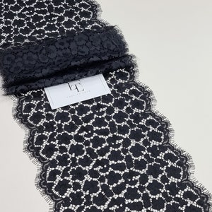 Schwarze Spitze, Alencon-Spitze, Strumpfhalter-Spitze, Abendkleid-Spitze, Dessous-Spitze Meterware LJ33391