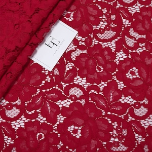 Tissu dentelle rouge par mètre, dentelle française, dentelle brodée, dentelle de mariage dentelle de mariée dentelle lingerie dentelle d'Alençon LL34001