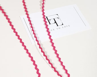 Ruban rose pour rick rack, 3 mm/0,12 pouce de large garniture rose jumbo ric rac, vendu par yard, ST1070