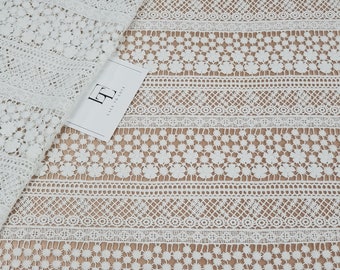 Ivory vintage lace fabric sold by the yard N20212