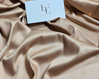 Beige elastic satin fabric by the yard, gold satin skirt fabric, skin color lingerie satin fabric, LS6787