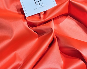 Bright orange elastic satin fabric by the yard, orange stretch satin skirt fabric, lingerie satin fabric, LS6726