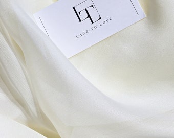 Ivory crepe chiffon fabric sold by the yard, white delicate bridal crepe chiffon fabric, KLT032