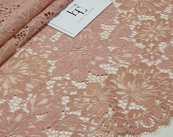 Pink lace fabric Guipure Lace, Alencon Lace, Bridal lace Wedding Lace Veil lace Scalloped Eyelash lace Lingerie Lace LL83201