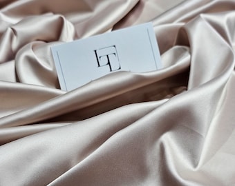 Pale beige stretch satin fabric by the yard, light beige satin skirt fabric, skin color lingerie satin fabric, LS6791