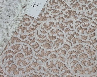 Off white lace fabric,  guipure lace, veil lace, alencon lace L66622