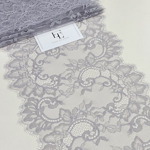 Renda Chantilly francesa cinza, vendida por metro. Renda de casamento para noivas, renda de armarinhos para lingerie recortada, LMT3001