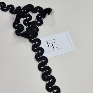 Black rick rack ribbon, 2.5 cm/0.98 inches wide black jumbo ric rac trim, sold by the yard, VLX9813