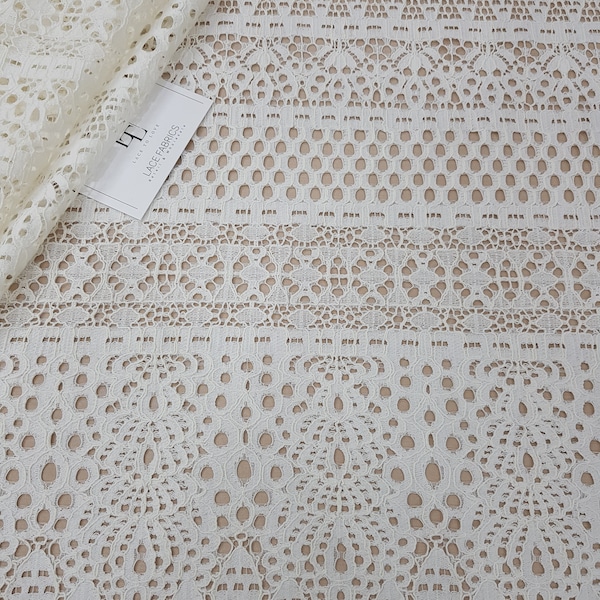 Ivory lace fabric by the yard, French Lace, Alencon Lace, Bridal gown lace Wedding Lace Garter lace Evening dress lace Lingerie Lace LL83321