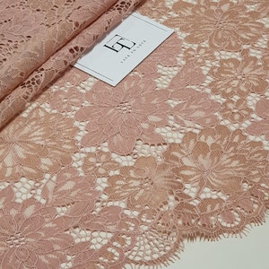 Roze kant stof guipurekant, Alencon kant, bruids kant bruiloft kant sluier kant geschulpte wimper kant lingerie kant LL83201