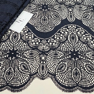 Tissu en dentelle noire, vendu par mètre, dentelle de robe espagnole en macramé, LN9702