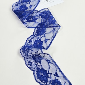 Koningsblauwe Franse chantillykant op maat gesneden, blauw kantdecoratielint, fourniturenkant, LT25001