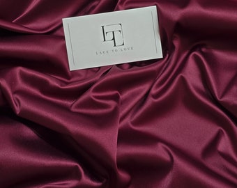 Tejido elástico de satén burdeos cortado a medida, tejido elástico de satén rojo vino para vestido lencero, tejido de satén para lencería, LS6788