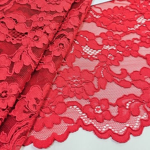 Tela de encaje de alencón rojo para vestido de competición de baile, tela de encaje rojo guipur pesado, vendido cortado a medida, L71027