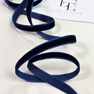 Cinta de terciopelo azul oscuro, cinta estrecha para decorar coronas, cinta para envolver regalos, se vende cortada a medida, ST1086