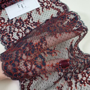 Nero con rifiniture in pizzo rosso, pizzo Chantilly, pizzo francese, pizzo per lingerie LJ41301