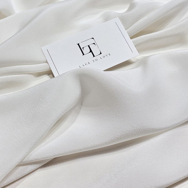 Ivory silk crepe chiffon fabric sold by the yard. Natural silk crepe chiffon fabric, bridal silk, VL052