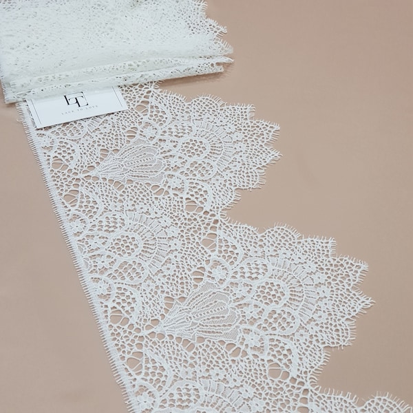 Ivory Lace Trimming by the yard, French Lace, Alencon Lace, Bridal Gown lace, Wedding Lace, White Lace, Veil lace, Garter lace LMF900