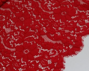 Dentelle rouge, dentelle de Chantilly, dentelle française, dentelle de mariée, dentelle de mariage, robe de soirée, dentelle festonnée, dentelle de lingerie, dentelle KDA1007
