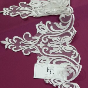 Renda marfim com acabamento por metro, renda francesa, renda Alençon, renda para vestido de noiva, renda para casamento, renda branca, renda para véu, renda para liga EVSL075C