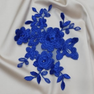 Royalblau Applikation, französische Chantilly Spitze Applikation, 3D Brautspitze Applikation M0007