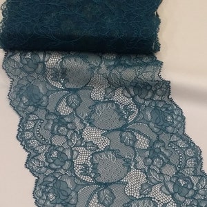 Türkisgrüne Spitzenbesatz, Französische Spitze, Chantilly-Spitze, Brautspitze Hochzeit Spitze Ausgebogte Spitze Wimpernspitze Blumenspitze Dessous L7198