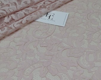 Pink lace fabric, French lace, Chantilly lace, Wedding lace, Bridal lace, Evening dress lace, Lingerie lace, fabric by the yard EVS103V