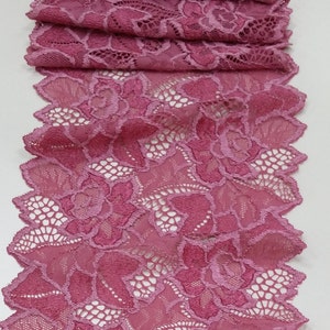 Roze stretchkant Trim, Elastisch kant Chantilly Kant Frans Kant Bruidskant Bruiloft Kant Geschulpte kant Wimperkant Bloemen Lingerie JE52002