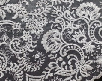Creme Spitze, Ivory spitze, Elfenbein Hochzeitspitze, weiße Spitze stoff meterware