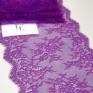 Pizzo viola con bordo rosa, pizzo francese, pizzo Chantilly, pizzo da sposa, pizzo smerlato, pizzo per ciglia, pizzo floreale, pizzo per lingerie, yard L9230
