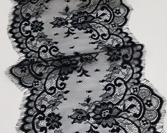 Black lace Trim, French Lace, Chantilly Lace, Bridal lace, Wedding Lace, Garter lace, Evening dress lace, Lingerie Lace by the yard WDL6032