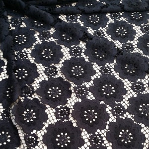 Tejido de encaje negro cortado a medida, encaje de Francia, encaje de Alencon, encaje de novia, encaje de boda, encaje bordado, encaje para vestido de noche, encaje para lencería J373711
