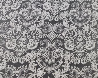 Ivory lace fabric, Embroidered lace French Lace Wedding Lace Bridal lace White Lace Veil lace Lingerie Lace Alencon Lace by the yard EVS009B