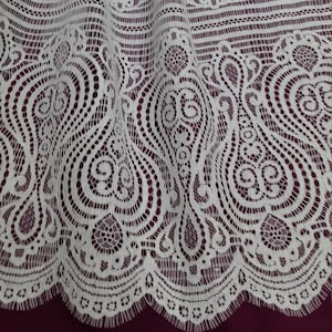 Ivory Spitzenstoff Meterware, Französische Spitze, Alencon Spitze, Brautkleid Spitze Hochzeitsspitze Strumpfband Spitze Abendkleid Spitze Dessous Spitze L178891