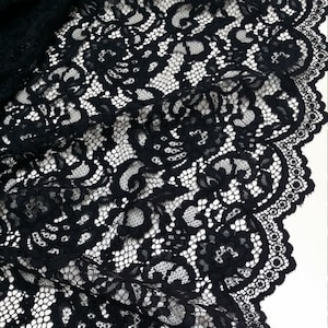 Zwarte kantstof op maat gesneden, kant van Frankrijk, kant van Alencon, kant van de bruid, kant van de bruiloft, kant van de bruiloft, kant van borduurwerk, kant van de avondjurk Lingerie kant L44393
