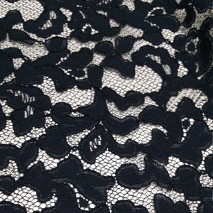 Schwarze Spitzenstoff Meterware, Französische Spitze, Bestickte Spitze, Hochzeitsspitze, Brautspitze Abendkleid Spitze Alencon Spitze L12715