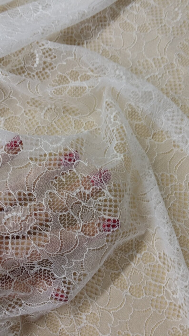 Snow white lace fabric French Lace Chantilly Lace Bridal Etsy