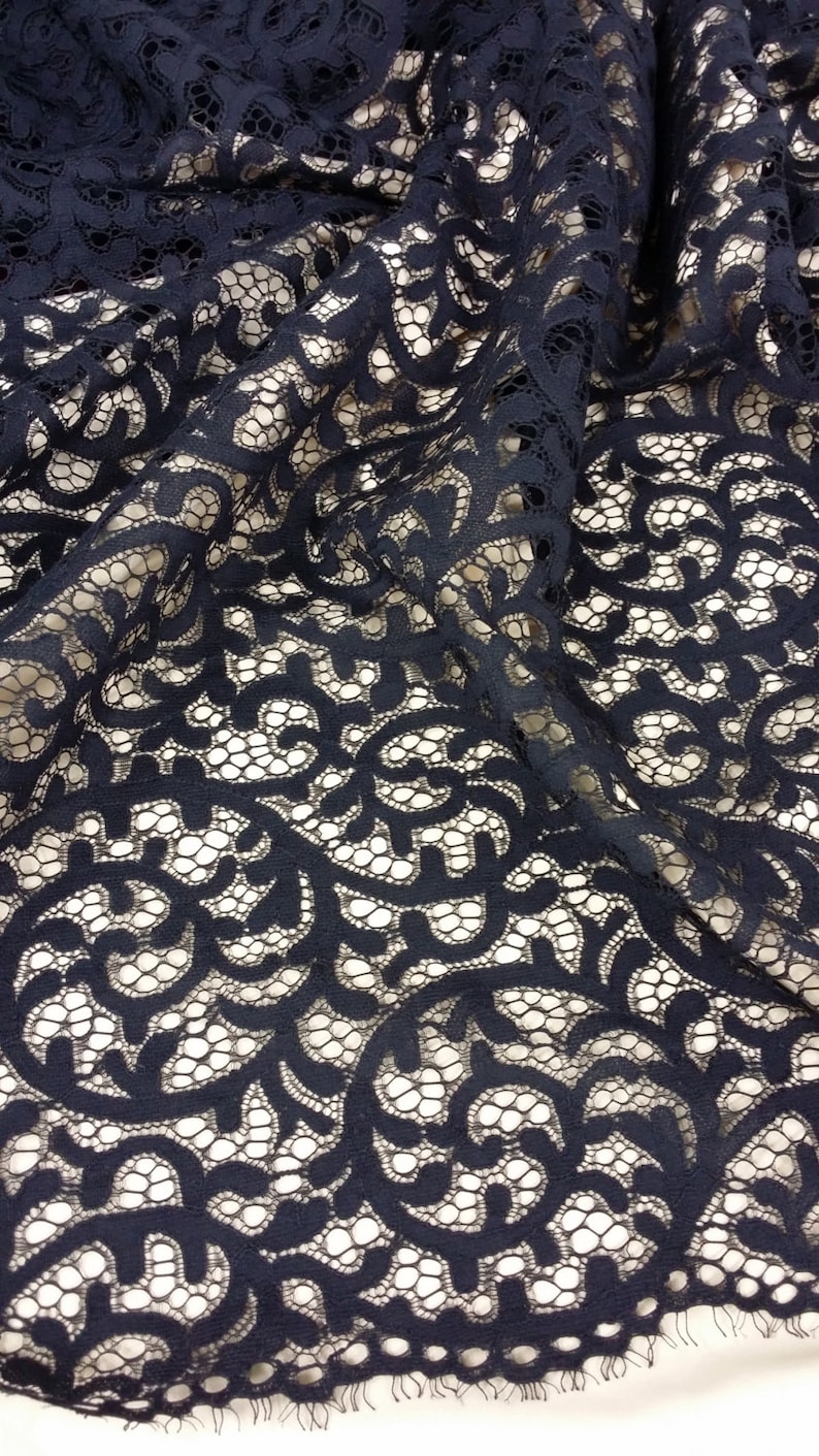 Embroidered lace Wedding Lace Bridal lace Veil lace Floral lace Lingerie Lace Alencon Lace L9933 Black lace fabric by the yard French Lace