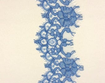 Blue Lace Trimming French Lace, Alencon Lace, Bridal gown lace, Wedding Lace Garter lace Evening dress lace Lingerie Lace by the yard L11066