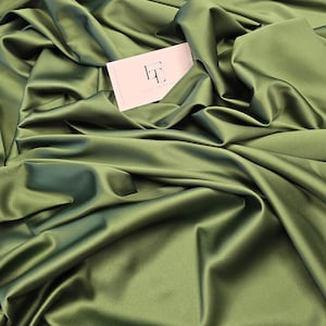 Moss green elastic satin fabric by the yard, green skirt fabric, lingerie fabric, LSR6800