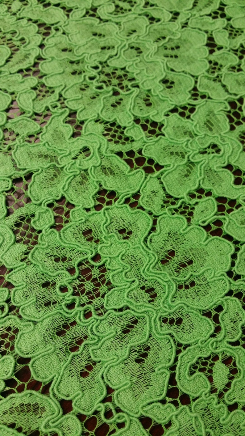 Green lace fabric by the yard French Lace Embroidered lace Etsy
