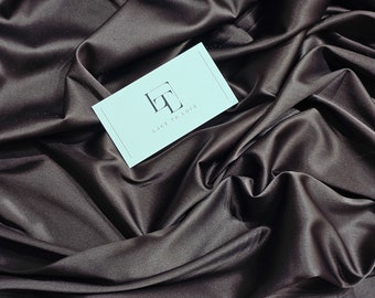 Brown elastic satin fabric by the yard, dark brown stretch satin skirt fabric, lingerie fabric LS6794