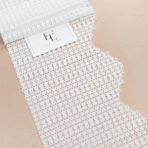 Biała koronkowa lamówka z gipiury, czysto biała geometryczna hiszpańska koronka Alencon, śnieżnobiała koronkowa lamówka do rzęs sprzedawana na metry, LL9901_3