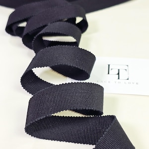 Zwart katoenen grosgrainlint, grosgraindecoratielint, haarelastiekjes, op maat geknipt, fournituren afwerking grosgrainband, ST1074