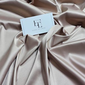 Grayish beige stretch satin fabric by the yard, pale beige satin skirt fabric, skin color lingerie satin fabric, LS6792