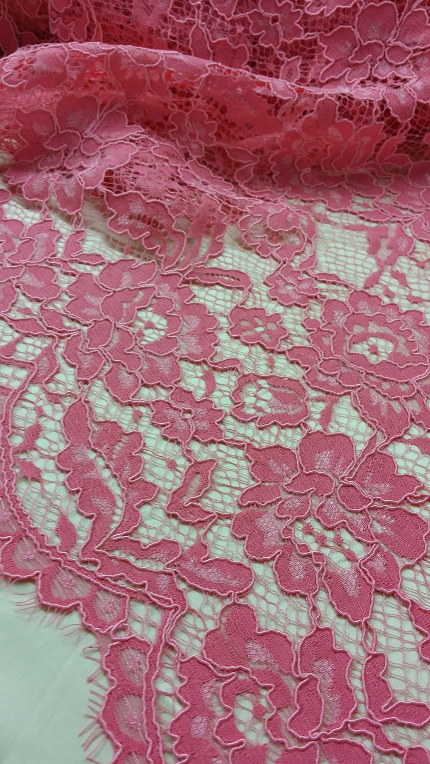 Pink Lace fabric by the yard French Lace Embroidered lace | Etsy