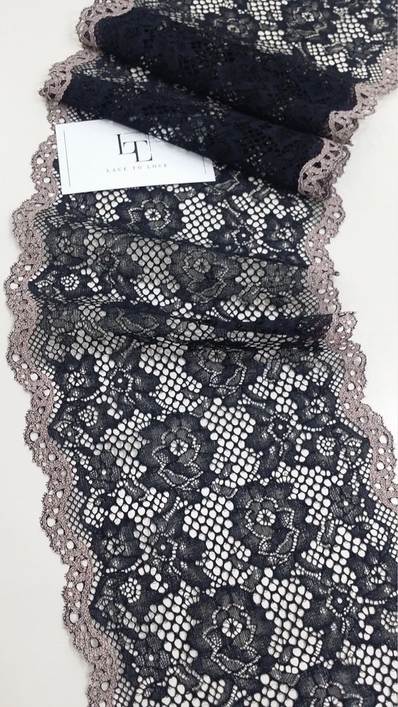 Black stretch lace trimming - Lace To Love