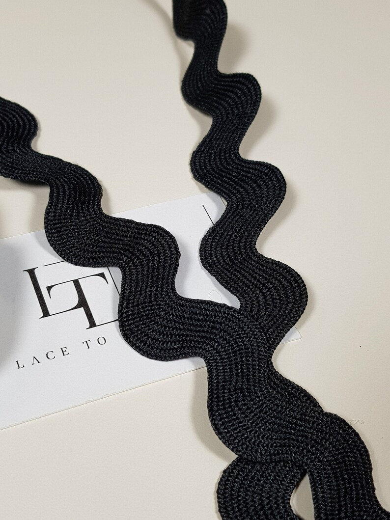 Black Rick Rack Ribbon, 2.5 Cm/0.98 Inches Wide Black Jumbo Ric Rac ...