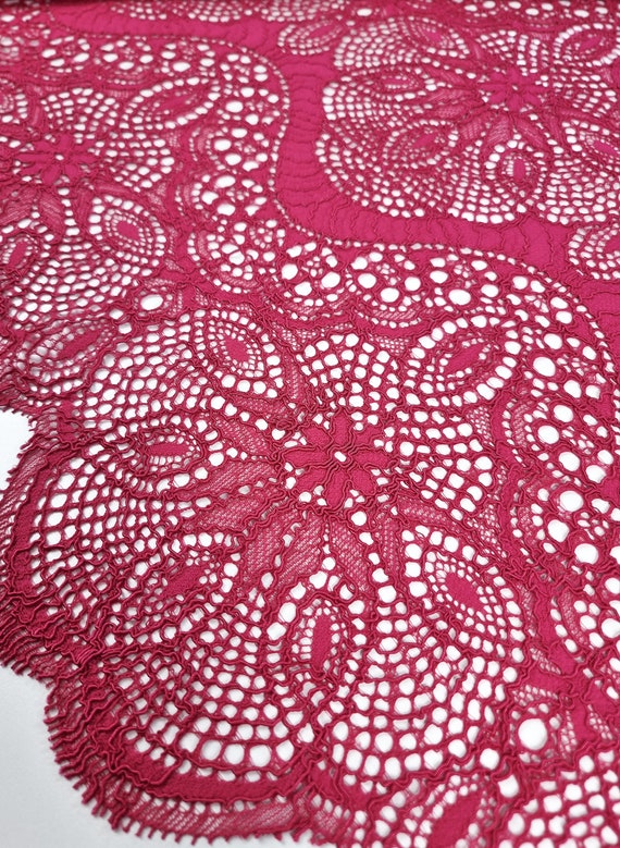 Fuchsia pink lace fabric - Guipure lace - lace fabric from